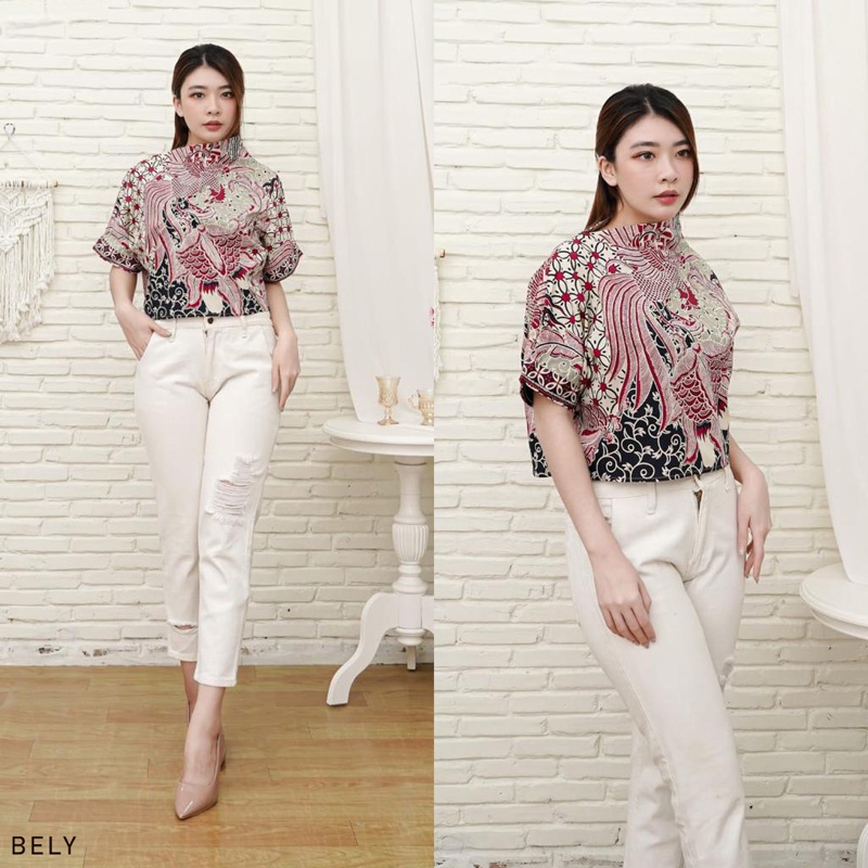 Evercloth Bely Top Blouse Wanita Atasan Wanita Blouse Batik Wanita / VOLIN 142 MIX