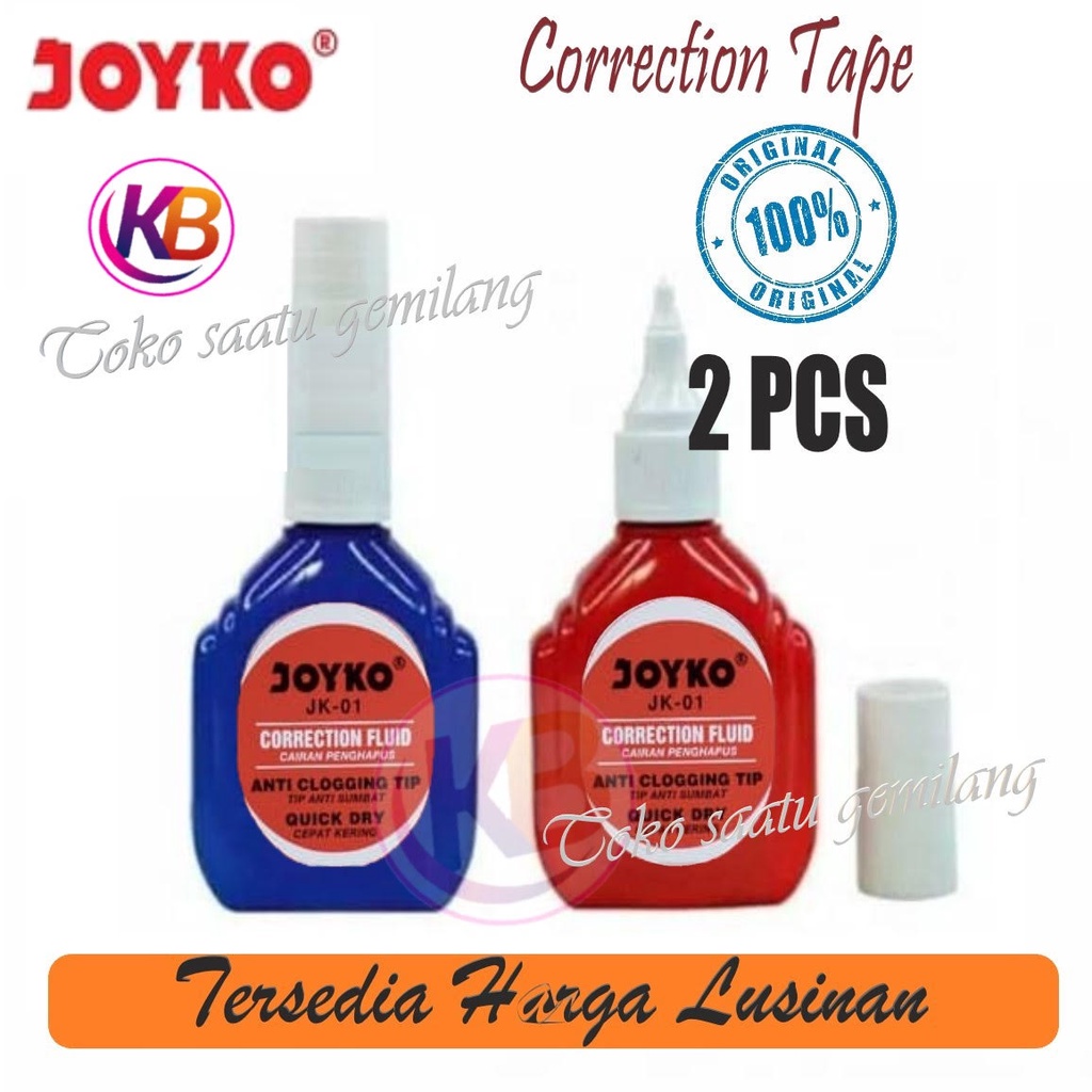 

( 2 Pcs ) Tip-Ex Cair Joyko Jk-01 / Tip-Ex Pengahapus Cair Jk-01 / Correction Fluid / Cepat Kering /Tidak Bau / Toko Gemilang