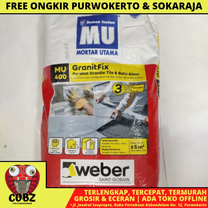 25 KG/MU 400 GRANIT FIX SEMEN PEREKAT GRANIT KERAMIK BATU ALAM PER SAK