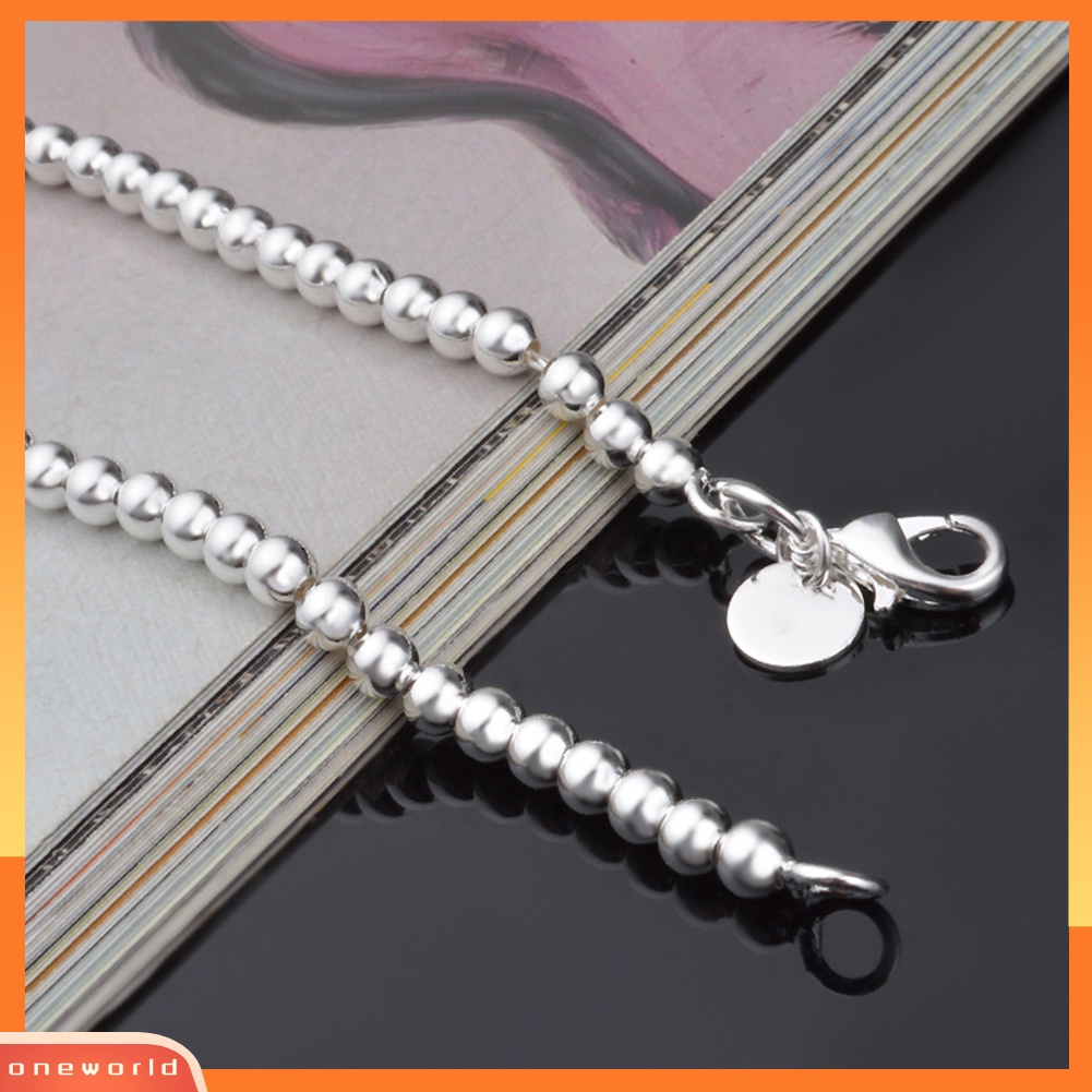 [WONE] Chic Unisex Perak Plating Berongga Manik-Manik Pesona Gelang Pergelangan Tangan Perhiasan Aksesori