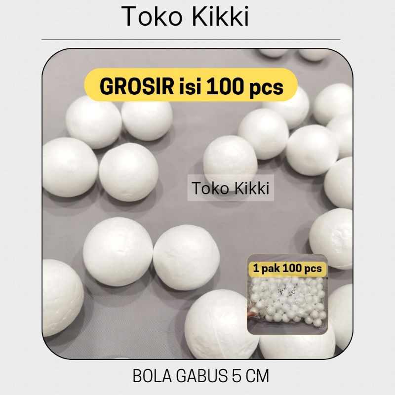 100 pcs Bola Gabus diameter 5 cm / bola prakarya boneka salju styrofoam ball bola gabus styrofoam