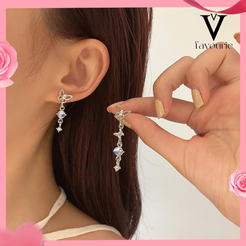 CODS925 Anting Rumbai Kupu-kupu Asimetris Perak Desain Mewah Anting Premium Sense-FA