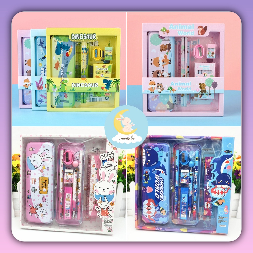 

Kotak Pensil Anak Set 7In1 Stationery Untuk Hadiah Anak Sekolah / Kotak Pensil Karakter Murah