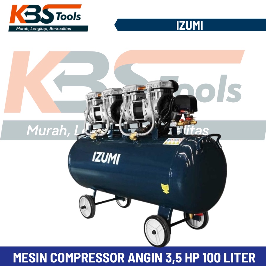 Mesin Compressor Angin 3,5 HP 100 Liter OILLESS IZUMI - Kompresor Compresor Tanpa Oli OL 1390SS-100