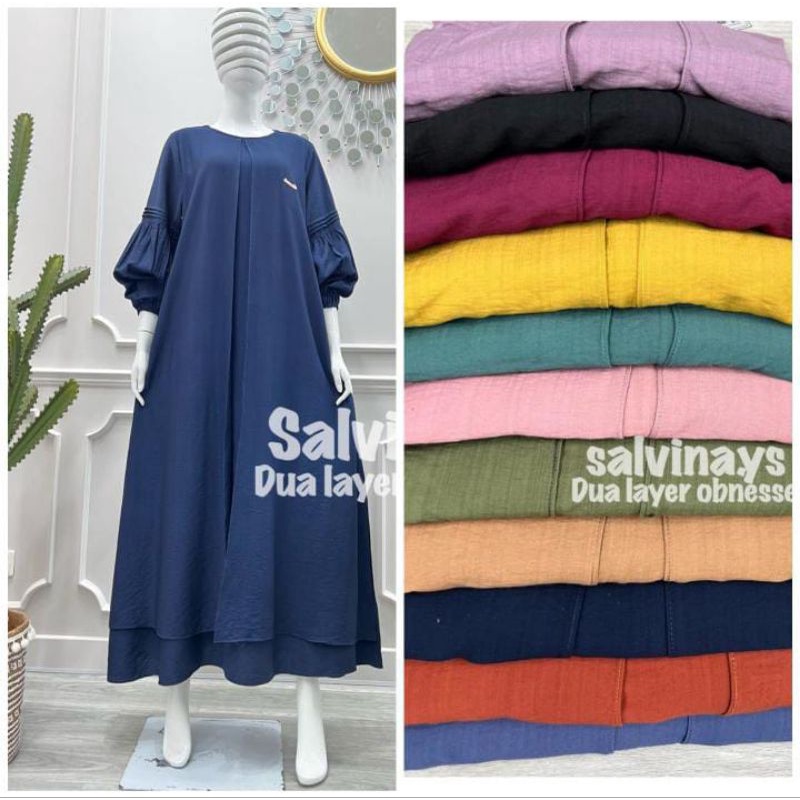 Gamis kringkle polos 2 layer / gamis salvina ys polos