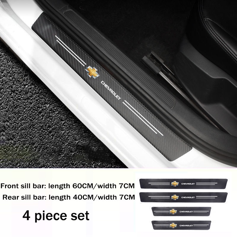 4buah strip Ambang Mobil 3D Serat Karbon Pelindung Pintu Stiker pedal Kaki anti-Tabrakan Perlindungan Stiker Dekoratif