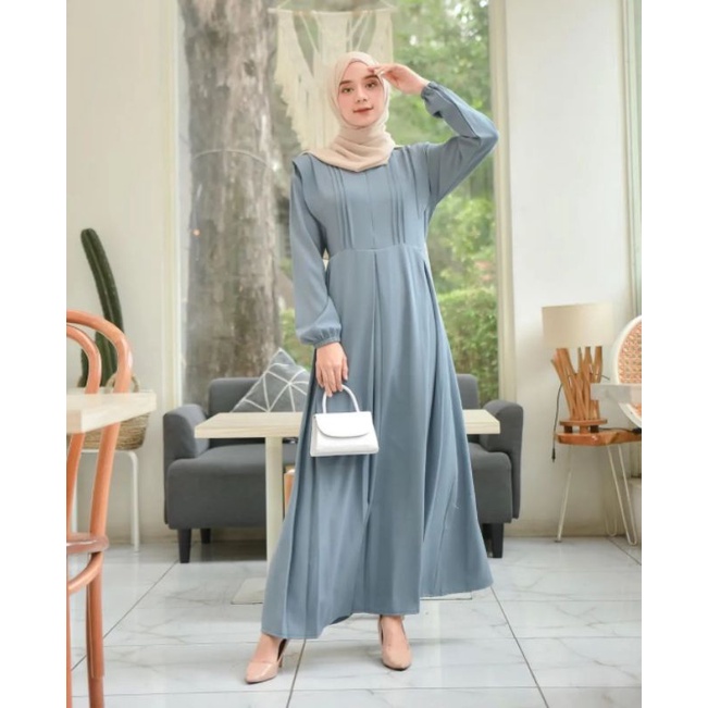 Dress TANISHA - GAMIS SHAKILLA Model Lipit Terbaru - Dress Simple Bahan Syakilla