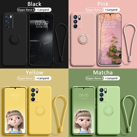 Oppo Reno 6 4G 5G Case Candy Ring Stand Bracket FREE TALI LANYARD Holder Silikon Liquid FC