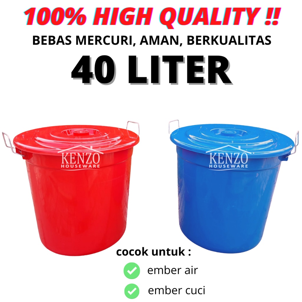 Jual Ember 40 Liter Tutup Ember Air Warna Kamar Mandi Ember Plastik Kuat Shopee Indonesia 9915