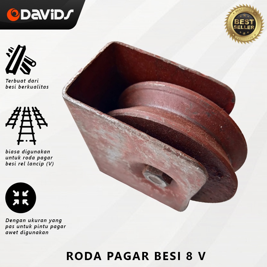 Roda Pagar Besi Rumah Pintu Gerbang Baja Dorong Sleding 8cm V