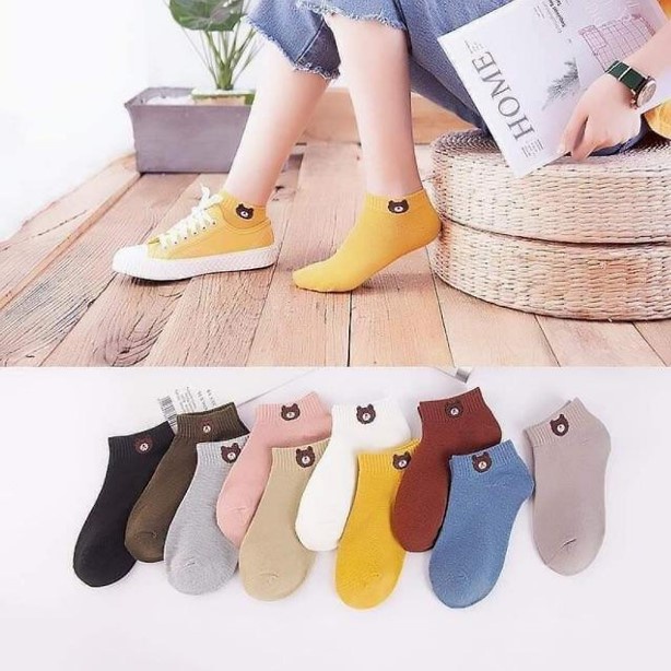 KAOS KAKI BERUANG PENDEK PRIA WANITA DEWASA TEBAL SEMATA KAKI | KAOS KAKI ANKLE CUTE ANAK LAKI LAKI PEREMPUAN PANJANG MATA KAKI POLOS KOREA DAISY ANTI SLIP WARNA PUTIH COKLAT HITAM BIRU PINK CREAM BISA COD GRATIS ONGKIR