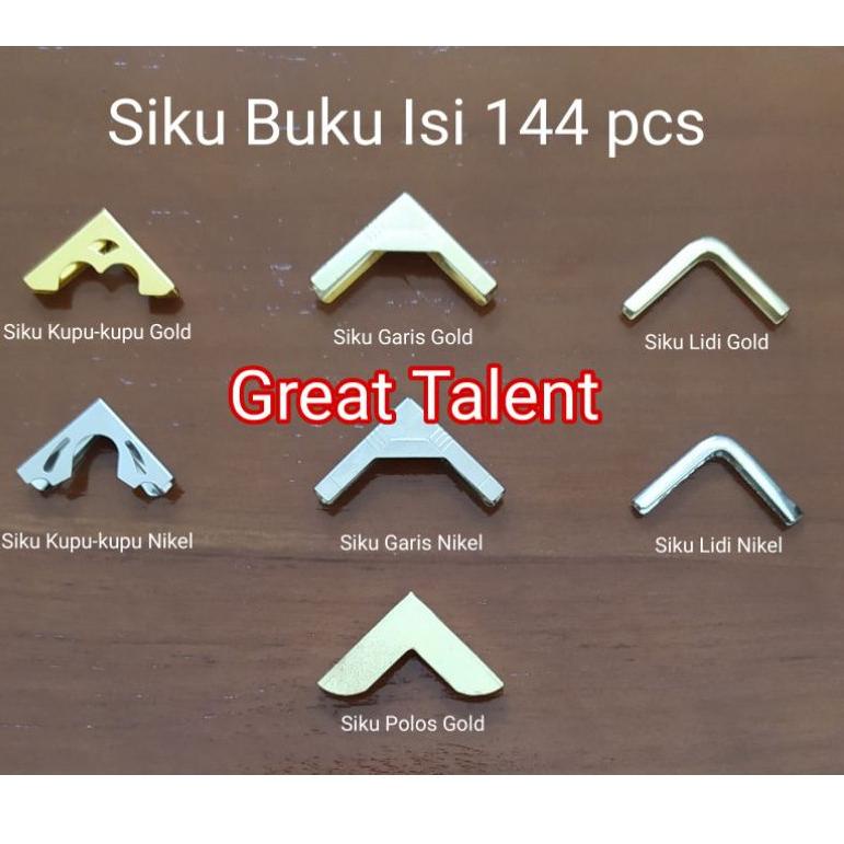 

[P-I6I[㊛] 144 pcs Siku Buku - Siku Yasin - Siku Map Raport - Gold Emas Nikel Silver - Kupu-kupu - Lidi - Garis viral