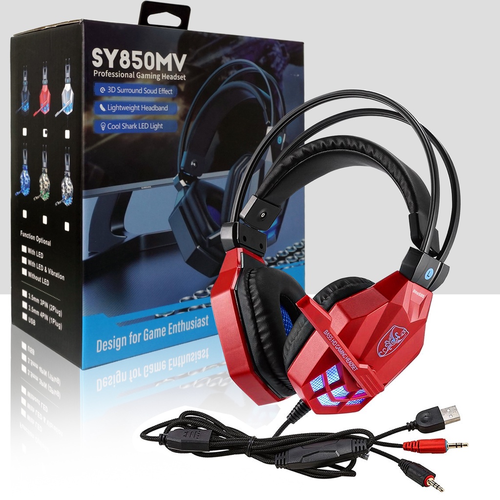Headset Headphone Gaming MURAH Kabel Plus Mic Dan Audio Splitter / Headset Game SY850 Extra Bass | H