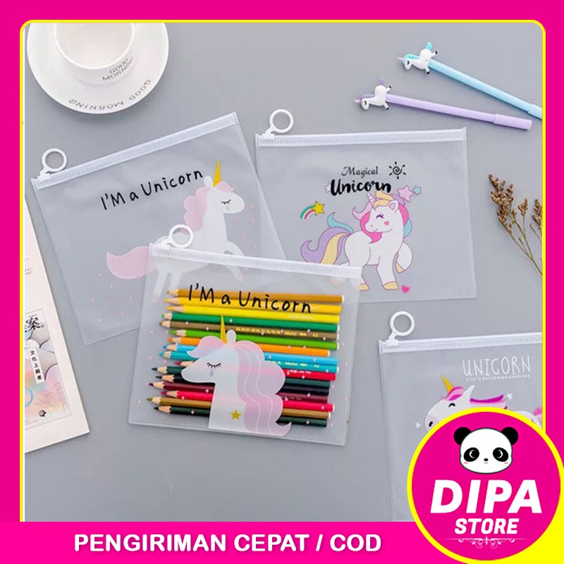 

Zipper Bag Transparan Unicorn / Tempat Pensil Kuda Poni Pouch Karakter Lucu / TV-19