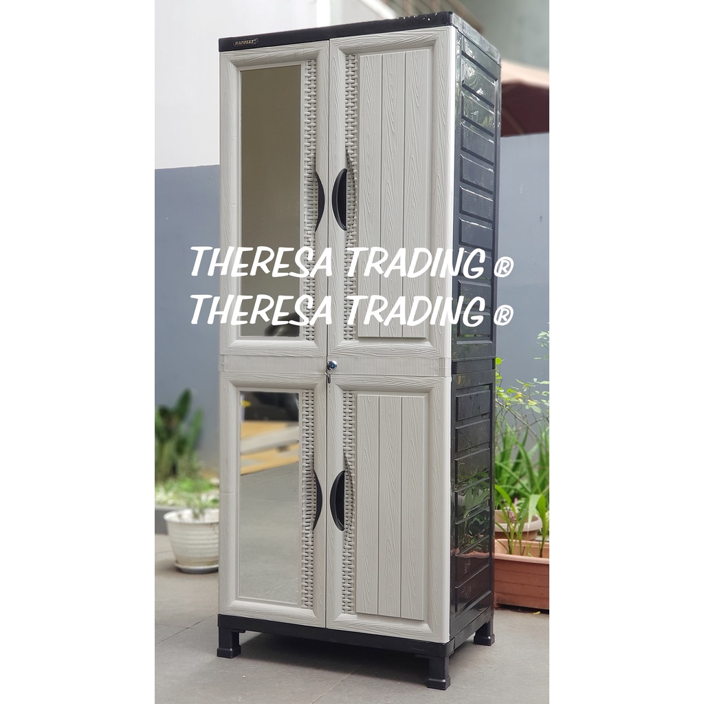 LEMARI PLASTIK NAPOLLY G85 TAHAPAN GANTUNGAN GAMIS KACA CERMIN KUNCI