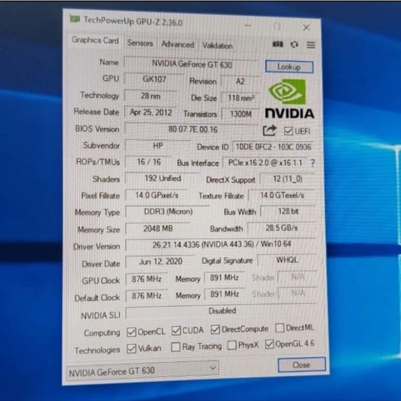 VGA PCI-E NVDIA GFORCE GT630 2GB 128BIT