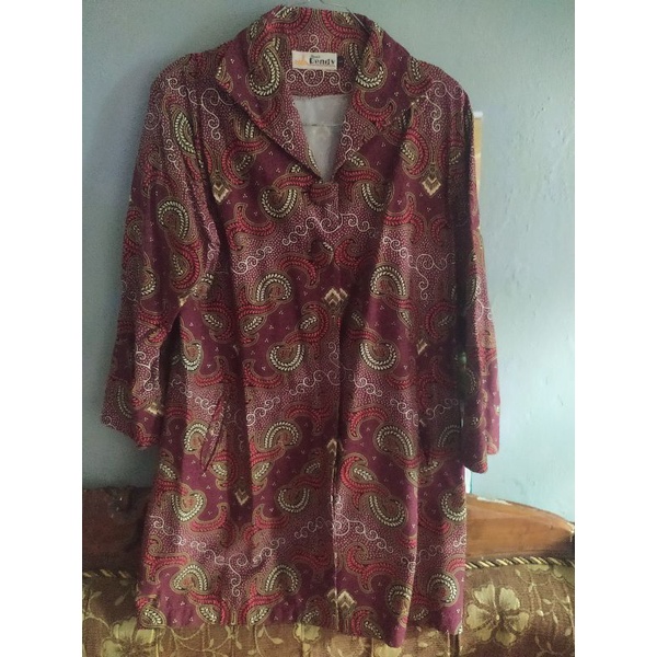 Baju batik wanita blouse atasan warna coklat tua