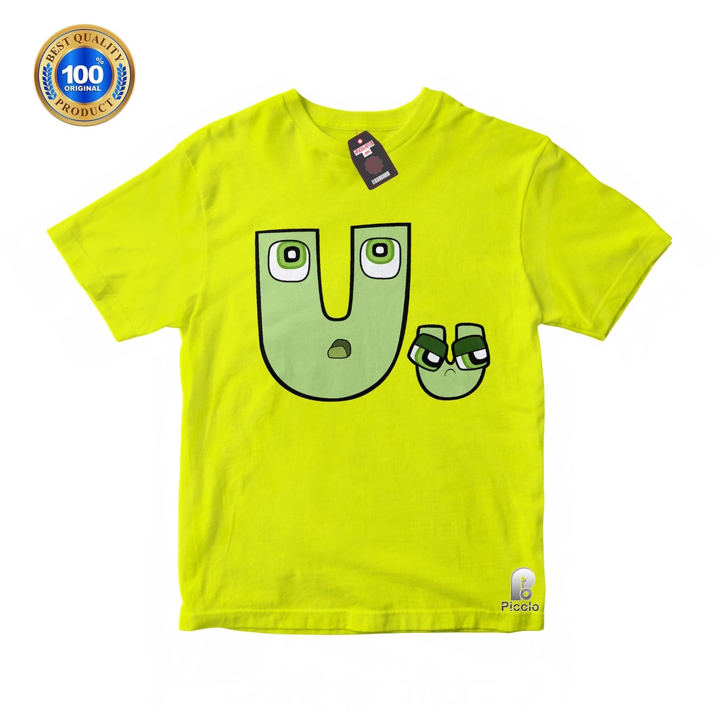 BAJU ANAK KAOS ATASAN ANAK HURUF U ALPHABET LORE UNISEX Bahan COTTUN (FREE NAMA)