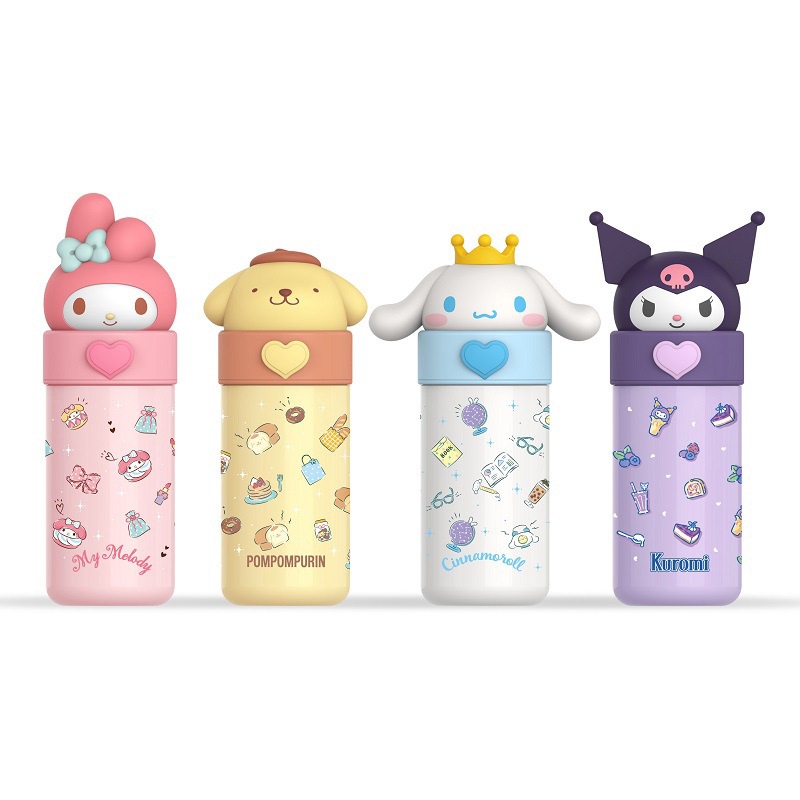 Cup 350Ml Cangkir Termos Sanrio Kuromi Cinnamoroll My Melody Botol Air Boneka Portabel Cangkir Air Hadiah Cangkir Vakum Baja Tahan Karat