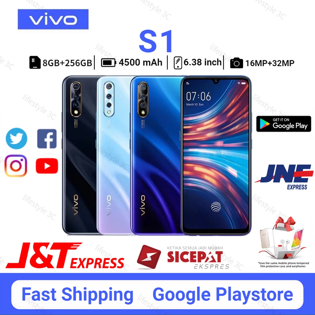 HP VIVO S1 RAM 8/256GB 32MP depan 16MP Kamera Belakang Layar 6.38 inci Baru Garansi 1 Tahun