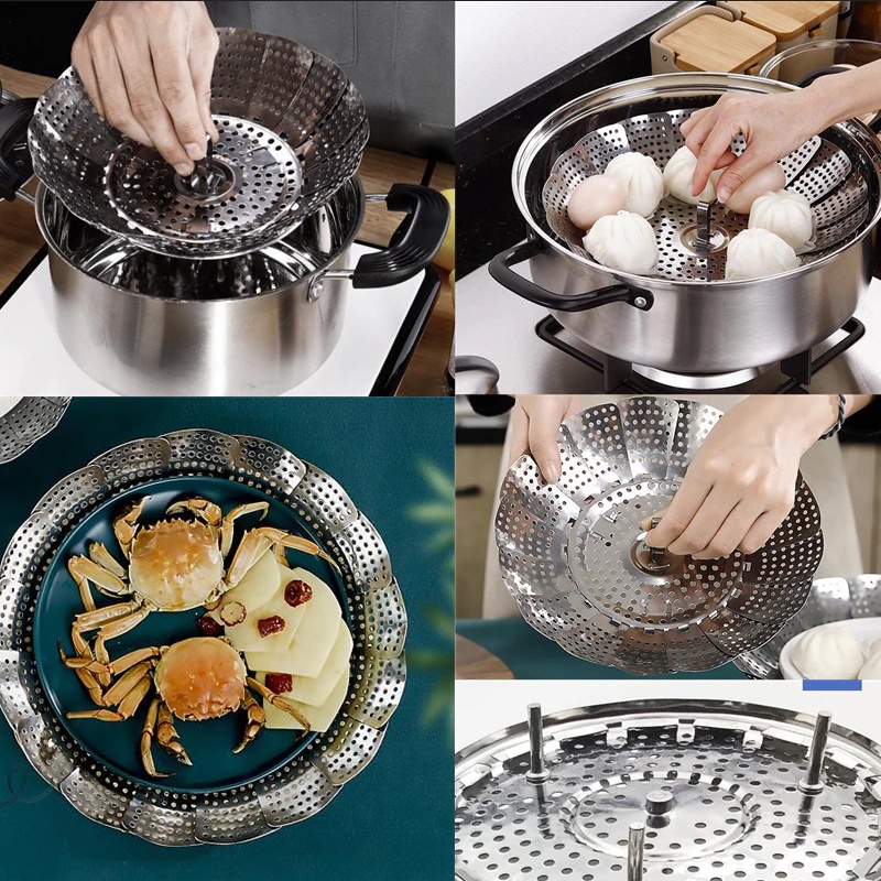 Kukusan Panci Perlengkapan Dapur Stainless Steel Flexibel Ukuran Diameter Sampai 21 cm