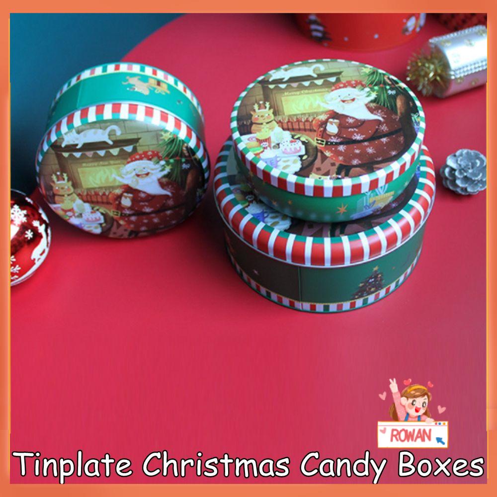 R-flower Christmas Tin Gift Box Dekorasi Natal Tinplate Kotak Hadiah Motif Rusa Untuk Cookies Candy Cookie Box