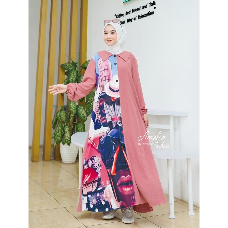 MIDI DRESS SUBLIM TERRBARU ORIGINAL BY AMELIA FASHION/MIDI DRESS CRINKLE SUBLIM TERMURAH BY AMELIA F