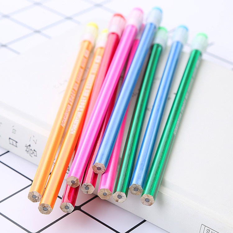 10pcs Pensil Pencil Penghapus HB Warna Warni Set OSM-ST0194