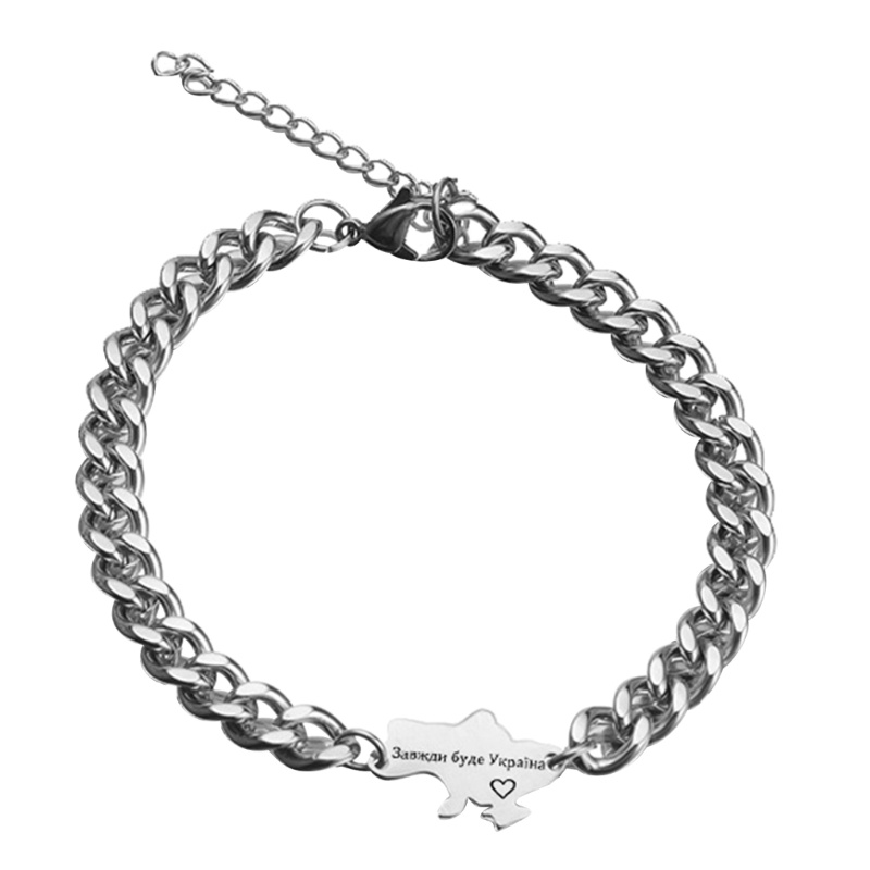 Siy Adjustable Gelang Prasasti Peta Ukraina Charm Liontin Rantai Gelang Zikir Perhiasan Untuk Teman Keluarga Coupl