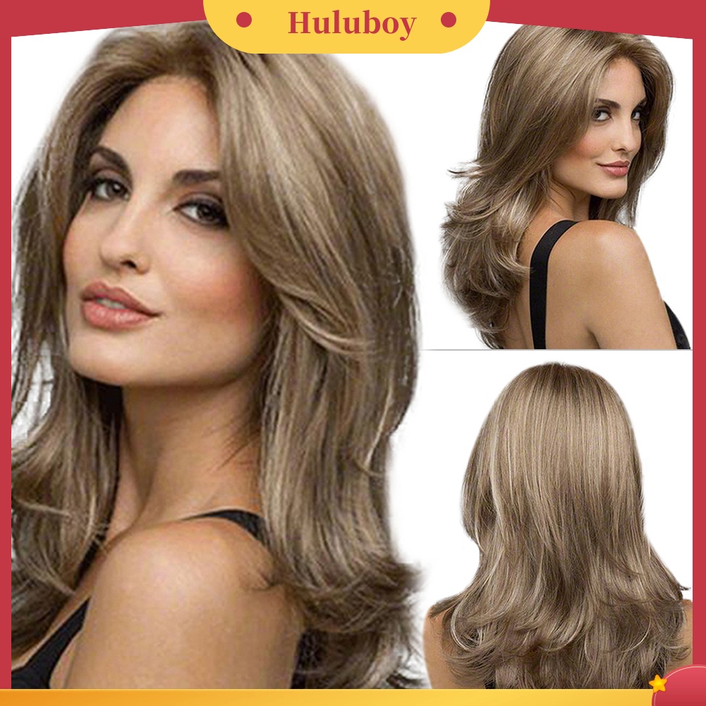 Wig Rambut Ekstensi Model Panjang Keriting Gelombang Warna Gradasi Untuk Wanita