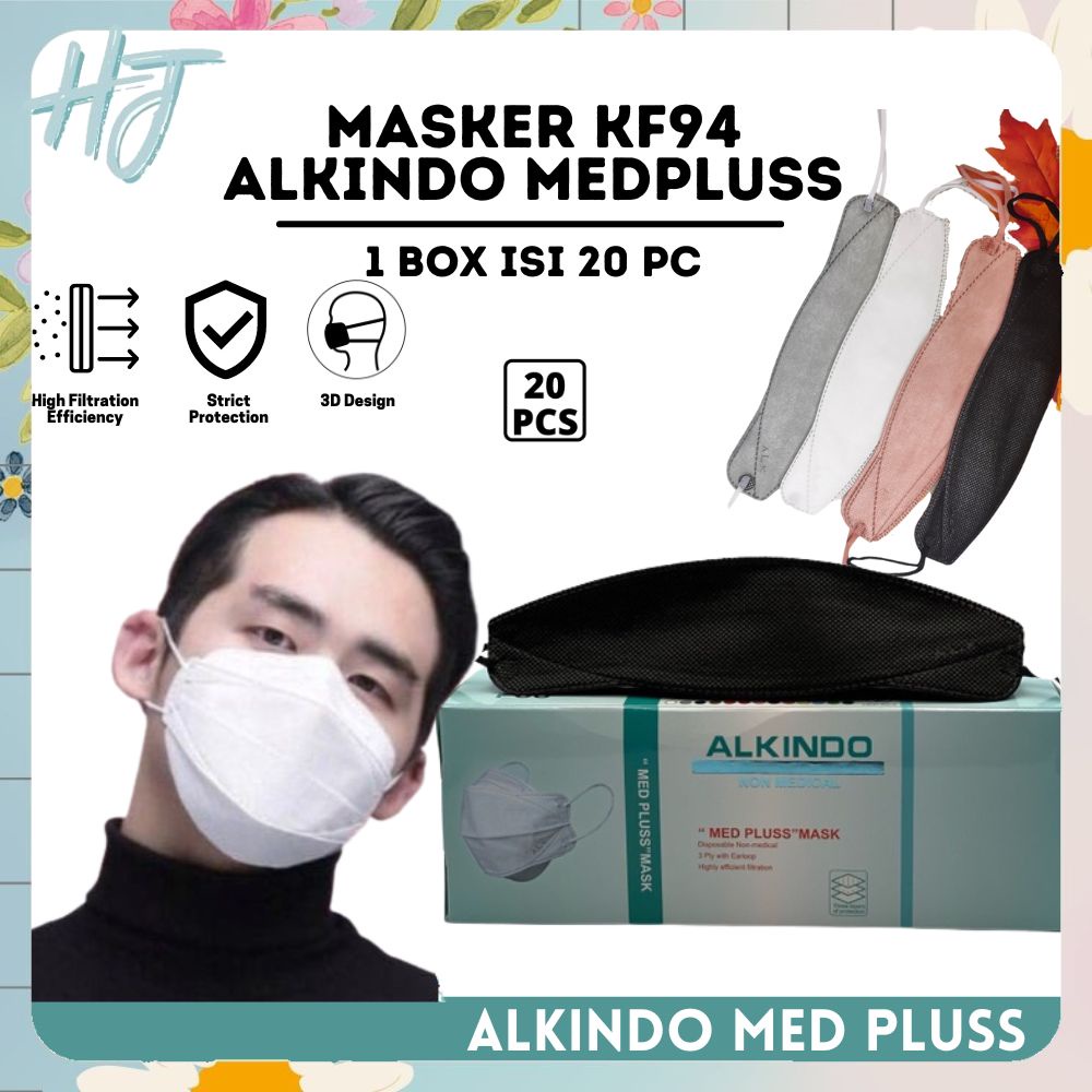 HJ Masker KF94 EVO 4D Alkindo Med Pluss Plusmed 1 Box 20pcs