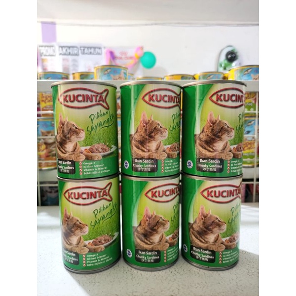 GRAB/GO-JEK ( 24 Kaleng / 1 Dus ) Makanan Kucing Kucinta Kaleng Chunky Sardines 400G