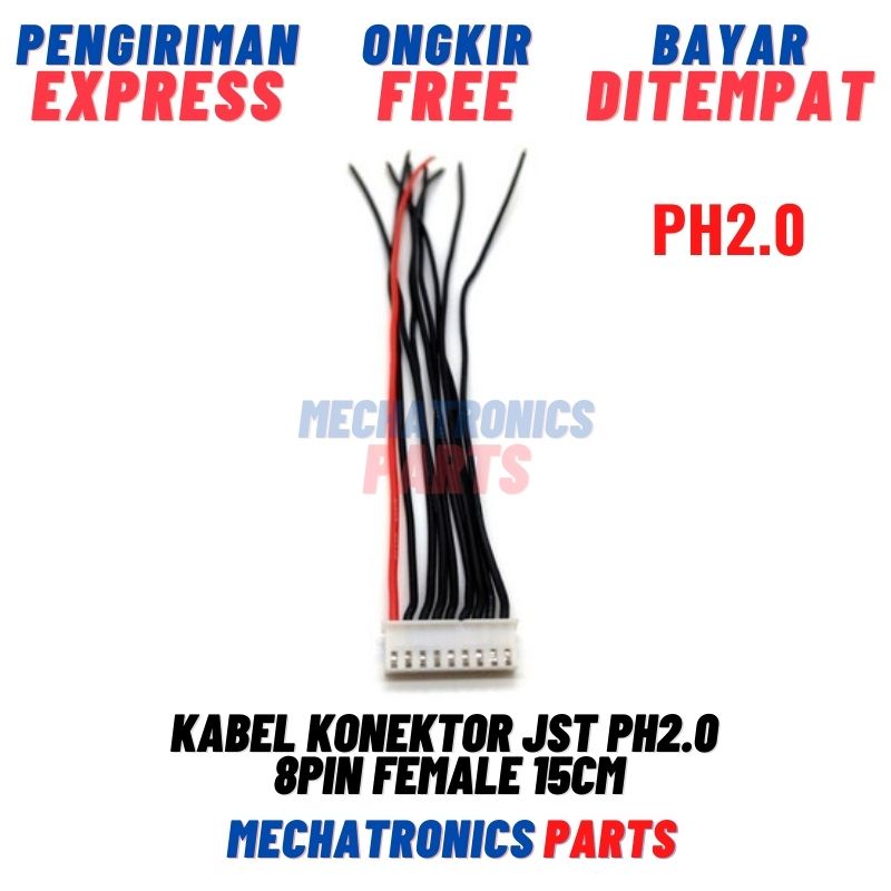 Kabel Konektor JST PH2.0 8Pin Female 15cm 8P PH 2.0mm PH2 Connector Socket