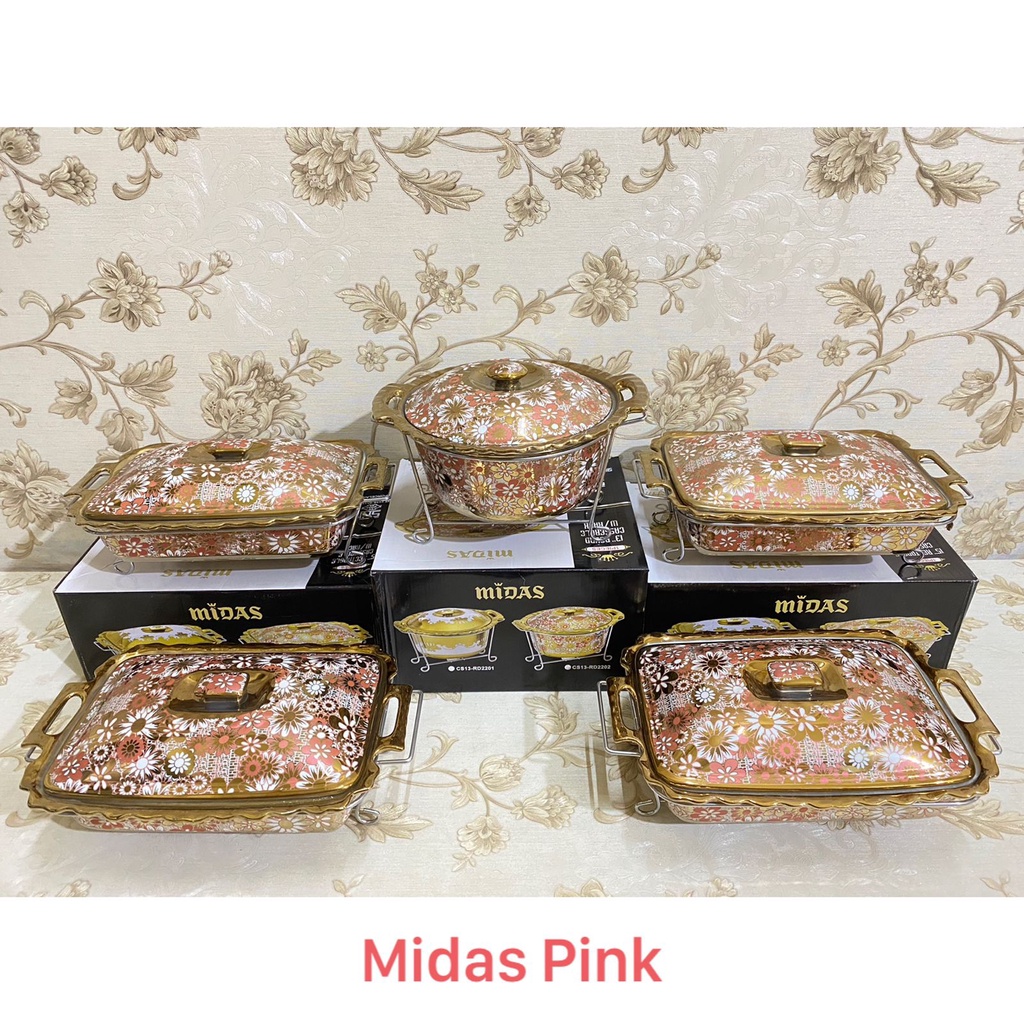 Jual Prasmanan Wadah Saji Set Full Keramik Midas Pink Pcs Shopee Indonesia