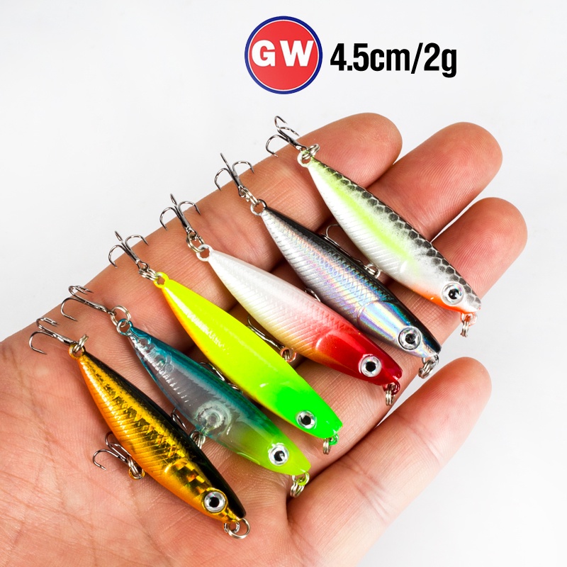 6warna 4.5 cm /2g Laser Troli Memancing Umpan Mengapung Memikat 1 Pcs SwimBait Memikat 3D Mata Keras Atas Air Ikan Kecil Memikat