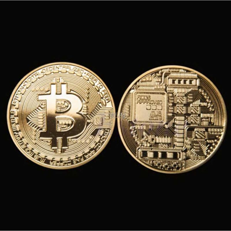 Gold Plated Bitcoin Miniatur Mainan Pajangan Koin Crypto Kado Hadiah