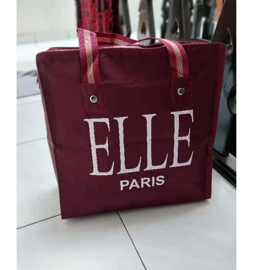 (X-I-U-☎) Shopping Bag Tas Belanja Lipat Serbaguna Elle Paris Tas Travel Mudik wadah Baju Tas Loundr