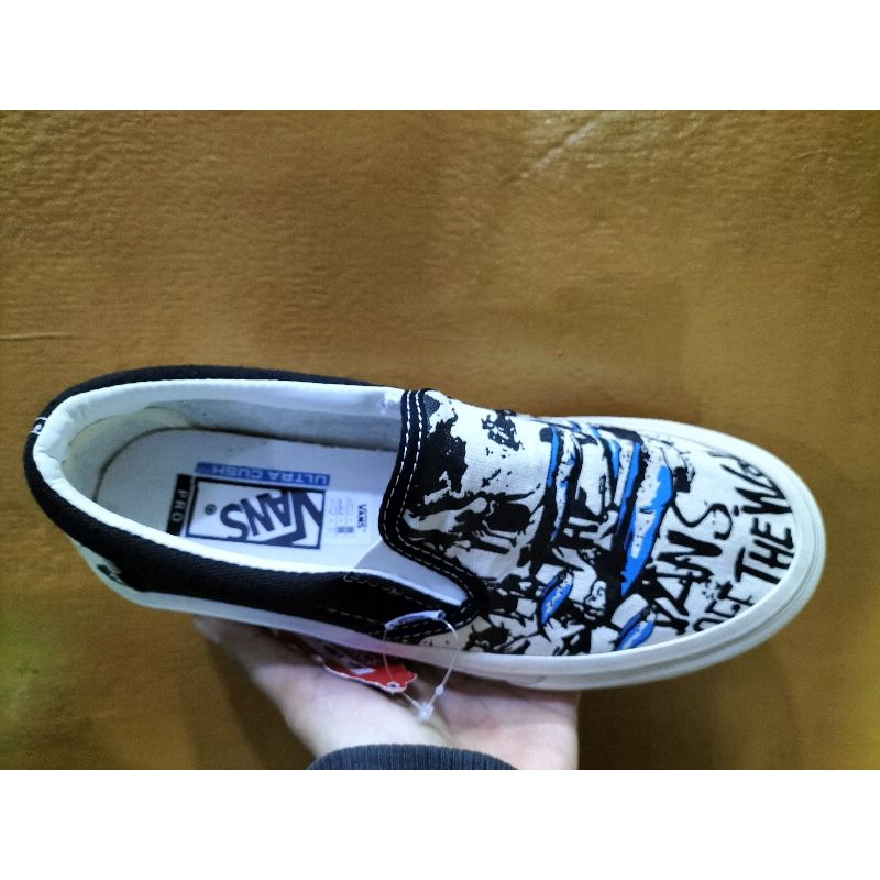 Sepatu Vans Slip on Navy Sneakers Pria Kets Biru Dongker Kado Hadiah Sekolah Kuliah Kerja