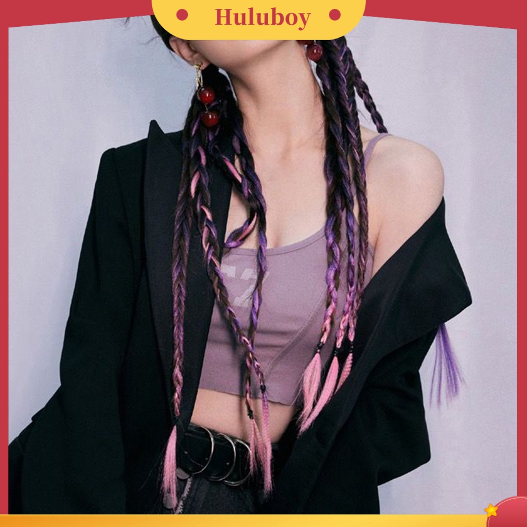 Wig Rambut Kepang Dua Lapis Warna Gradasi Anti slip Adjustable Untuk Wanita