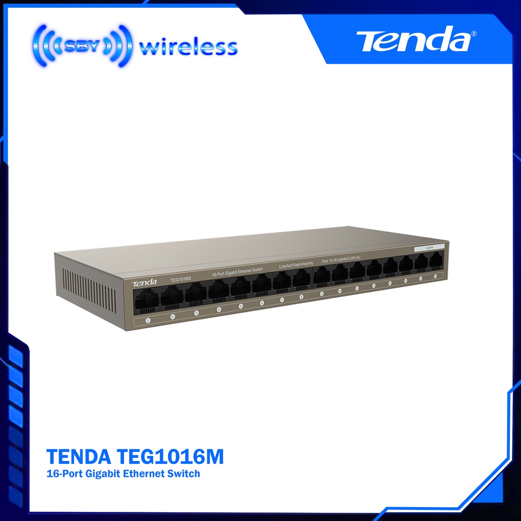 TENDA TEG1016M, 16-Port Gigabit Ethernet Switch TEG-1016M Metal Case