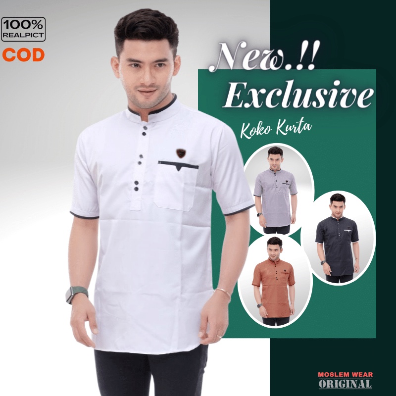 Baju Koko Kurta Dewasa Lengan Pendek Material Catton Adem Serap Keringat