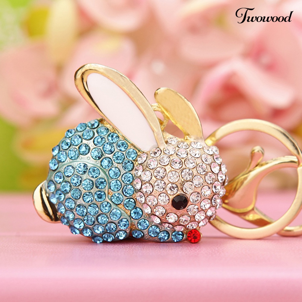 Twowood Lovely Rabbit Full Rhinestone Keychains Gantungan Kunci Gantungan Kunci Dompet Tas Liontin