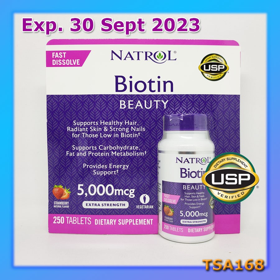 Biotin Beauty 5000 mcg 250 Tab Strawberry vs Puritan $