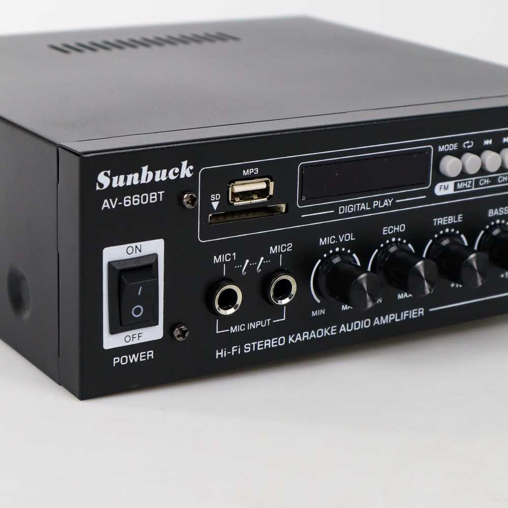 ampli mini langung ke listrik Sunbuck Audio Bluetooth 5.0 DAC Amplifier 2 Ch Remote 2000W - AV-660BT
