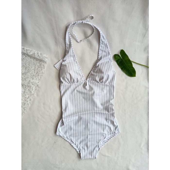 MB.3307.XI3 GARIS ABU PUTIH - BAJU RENANG MONOKINI - M