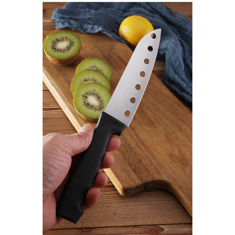 Pisau Paring Gagang Hitam Lubang hole Dapur Buah Sayuran Stainless Steel Paring Knife Fruit Vegetables Kitchen Black Serbaguna