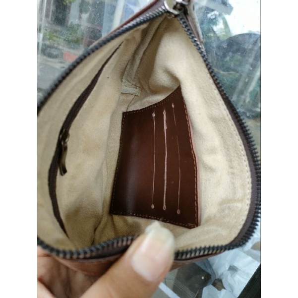 Pouch mini kulit sapi asli Dompet hp wanita kulit sapi asli