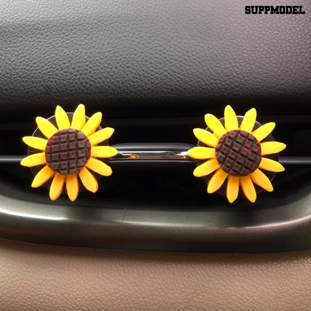 [Dekorasi] 2pcs Air Outlet Fresheners 3cm Lovely Sunflower Compact Resin Parfum Mobil Aroma Klip Untuk Dekorasi Interior Mobil