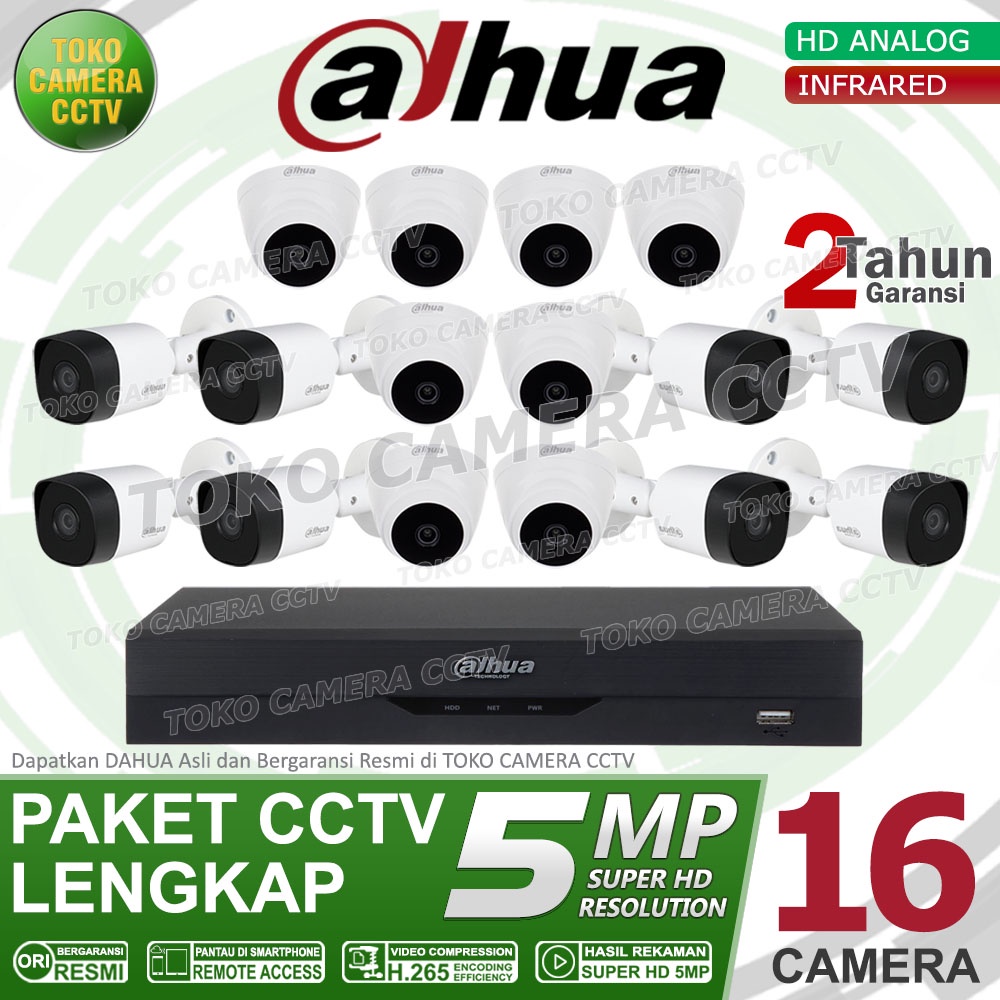 PAKET CCTV DAHUA 5MP 16 CHANNEL 16CAMERA