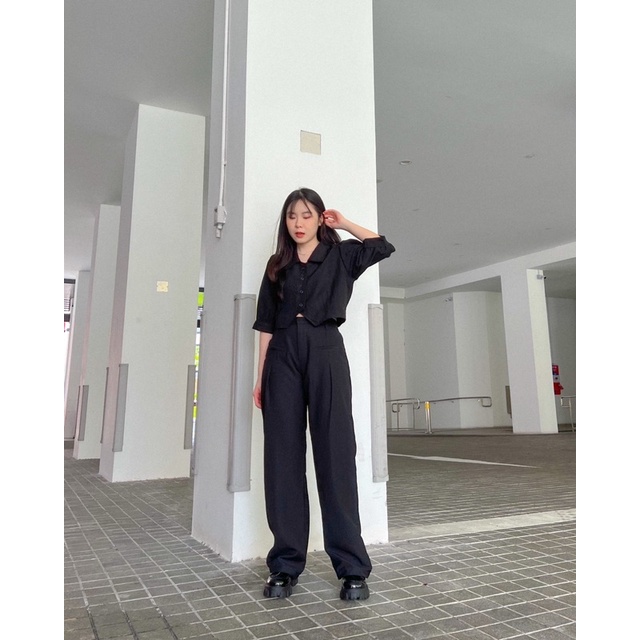 KANON - Min-Ah Basic Loose Pants - Celana kantor / kuliah pensil kulot korean look